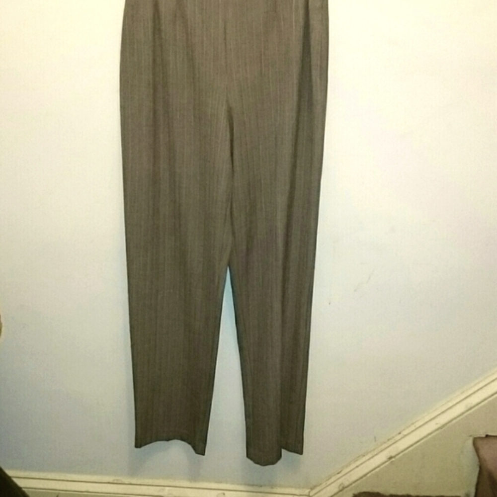 JM Collection Ladies Brown/Tan Pinstripe Pants - Picture 3 of 3